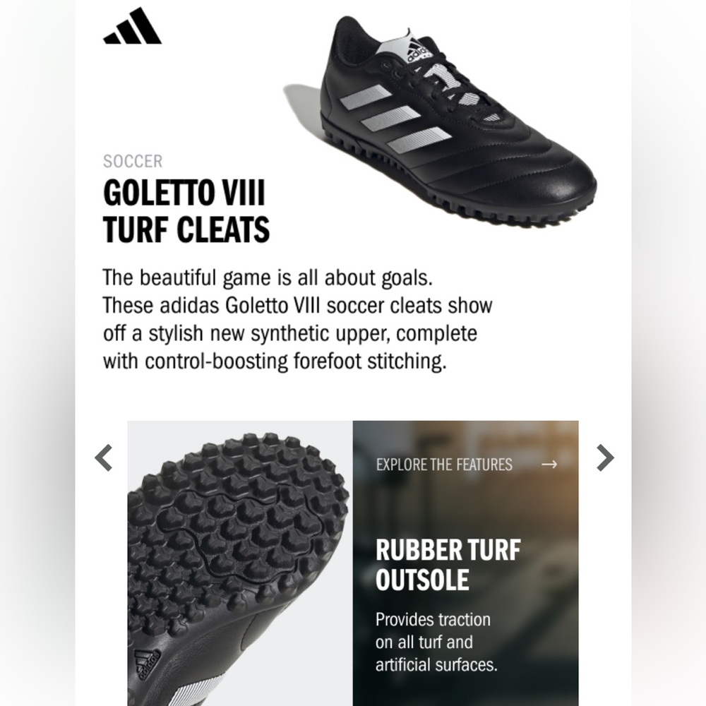๐๐ Adidas Kids' Goletto VIII Turf Indoor Soccer Cleats Size US 3 - Picture 13 of 16